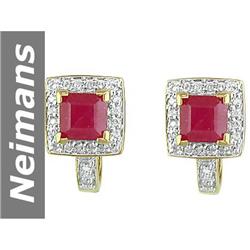 3.33 ct Ruby & Diamond Earrings 14kt Gold
