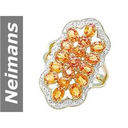 4.11 ct Orange Sapphire & Diamond Ring 14kt Gold