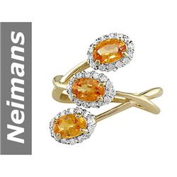 2.22 ct Orange Sapphire & Diamond Ring 14kt Gold