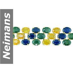 59.40 ct Blue, Green, Yellow Sapphire Bracelet 14kt Gold
