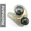 Image 1 : 11.0 MM Black Tahitian Pearl & Diamond Ring 14kt Gold