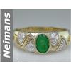 Image 1 : Art Deco .61 ct Emerald & Diamond Ring 14kt Gold