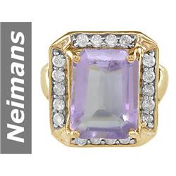 8.54 ct Amethyst & Diamond Gents Ring 14kt Gold