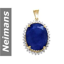 26.12 ct Blue & White Sapphire Pendant 14kt Gold