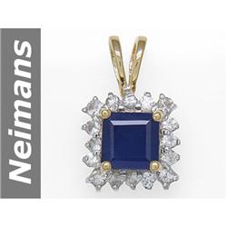 2.01 ct Blue & White Sapphire Pendant 14kt Gold