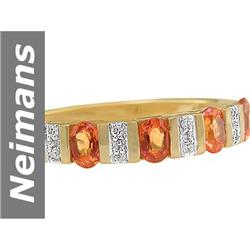 1.19 ct Orange Sapphire & Diamond Ring 14kt Gold