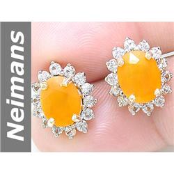 4.80 ct Fire Opal & White Sapphire Earrings 14kt Gold