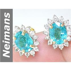 5.10 ct Apatite & White Sapphire Earrings 14kt Gold