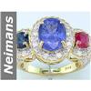 Image 1 : 4.30 ct Ruby, Sapphire & Tanzanite & Diamond Ring 14kt Gold