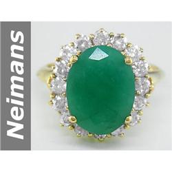 Genuine 5.70 ct Emerald & Diamond Ring 14kt Gold