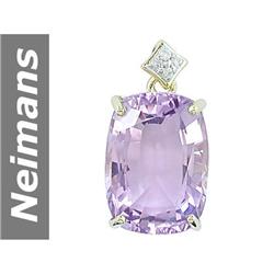 12.05 ct Amethyst & Diamond Pendant 14kt Gold