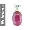 Image 1 : 11.02 ct Ruby & Blue Diamond Pendant 14kt Gold