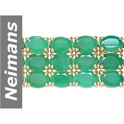 63.00 ct Emerald Bracelet 14kt Gold
