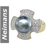 Image 1 : 10.0 MM Black Tahitian Pearl & Diamond Ring 14kt Gold