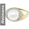 Image 1 : 9.5 MM Akoya Pearl & Diamond Ring 14kt Gold
