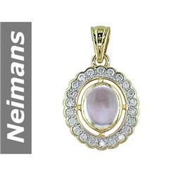 3.91 ct White Morganite & Diamond Pendant 14kt Gold