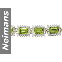 19.46 ct Peridot & Diamond Bracelet 14kt Gold