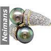 Image 1 : 8.5 MM Black Tahitian Pearl & Diamond Ring 14kt Gold