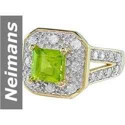 1.65 ct Peridot & Diamond Ring 14kt Gold