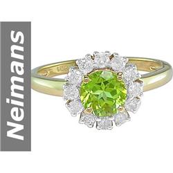 1.21 ct Peridot & Diamond Ring 14kt Gold