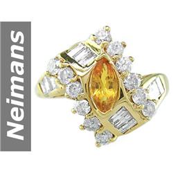 1.64 ct Yellow Sapphire & Diamond Ring 14kt Gold