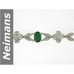 4.13 ct Emerald & Diamond Bracelet 14kt Gold