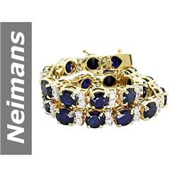 23.76 ct Sapphire & Diamond Bracelet 14kt Gold