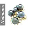Image 1 : 8.5-9.5 MM Black Tahitian Pearl & Blue Diamond Ring 14kt Gold
