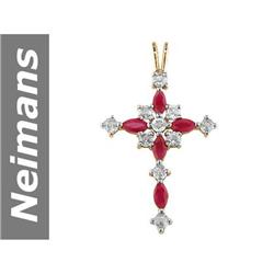 3.30 ct Ruby & White Sapphire Pendant 14kt Gold