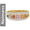 Image 1 : 1.04 ct Blue, Green, Orange, Pink, Yellow Sapphire, Emerald, Ruby & Diamond Ring 14kt Gold