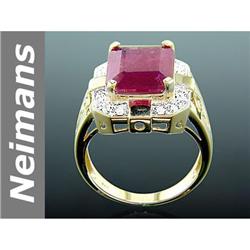 6.12 ct Ruby & Diamond Ring 14kt Gold