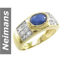 2.10 ct Blue & White Sapphire Ring 14kt Gold