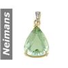 Image 1 : 15.05 ct Green Amethyst & Diamond Pendant 14kt Gold
