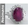 Image 1 : Stunning 10.87 ct  Rare Ruby & Diamond Ring 14kt Gold !