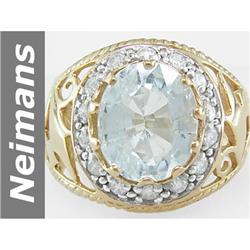 4.50 ct Aquamarine & Diamond Ring 14kt Gold