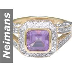 2.95 ct Amethyst & Diamond Ring 14kt Gold