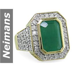 7.24 ct Emerald & Diamond Gents Ring 14kt Gold