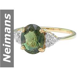 2.65 ct Green Tourmaline & Diamond Ring 14kt Gold