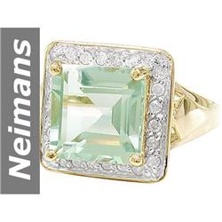 4.79 ct Green Amethyst & Diamond Ring 14kt Gold