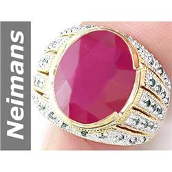 13.24 ct Ruby & Blue Diamond Ring 14kt Gold