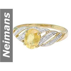 .96 ct Yellow Sapphire & Diamond Ring 14kt Gold