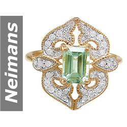 1.25 ct Green Amethyst & Diamond Ring 14kt Gold