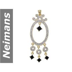 3.91 ct Black & White Diamond Pendant 14kt Gold