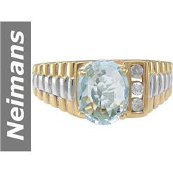 1.79 ct Aquamarine & Diamond Ring 14kt Gold