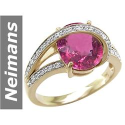 3.37 ct Pink Tourmaline & Diamond Ring 14kt Gold