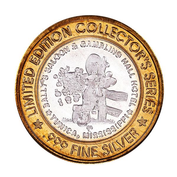 .999 Silver Ballys Saloon & Gambling Hall $10 Casino Gaming Token Limited Edition