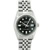 Image 2 : Rolex Men's Stainless Black Diamond Datejust Wristwatch Oyster Perpetual