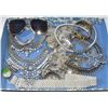 Image 1 : TRAY FULL OF VINTAGE SILVERTONE JEWELRY