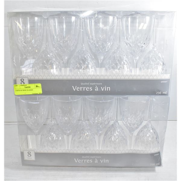 2 SETS OF WINE GLASSES