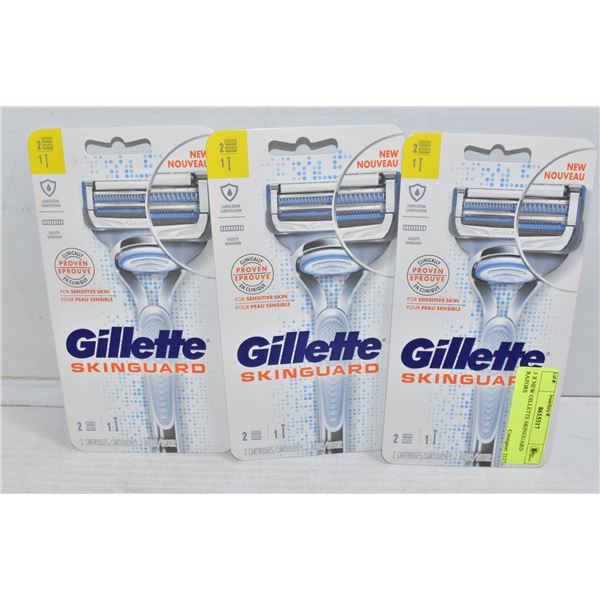 3 X NEW GILLETTE SKINGUARD RAZORS